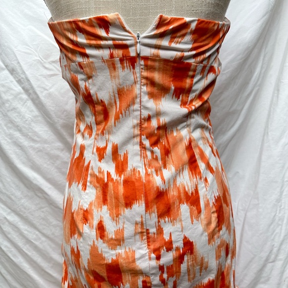 Cache Orange and White Strapless Mini Dress Size 6 - Picture 7 of 9